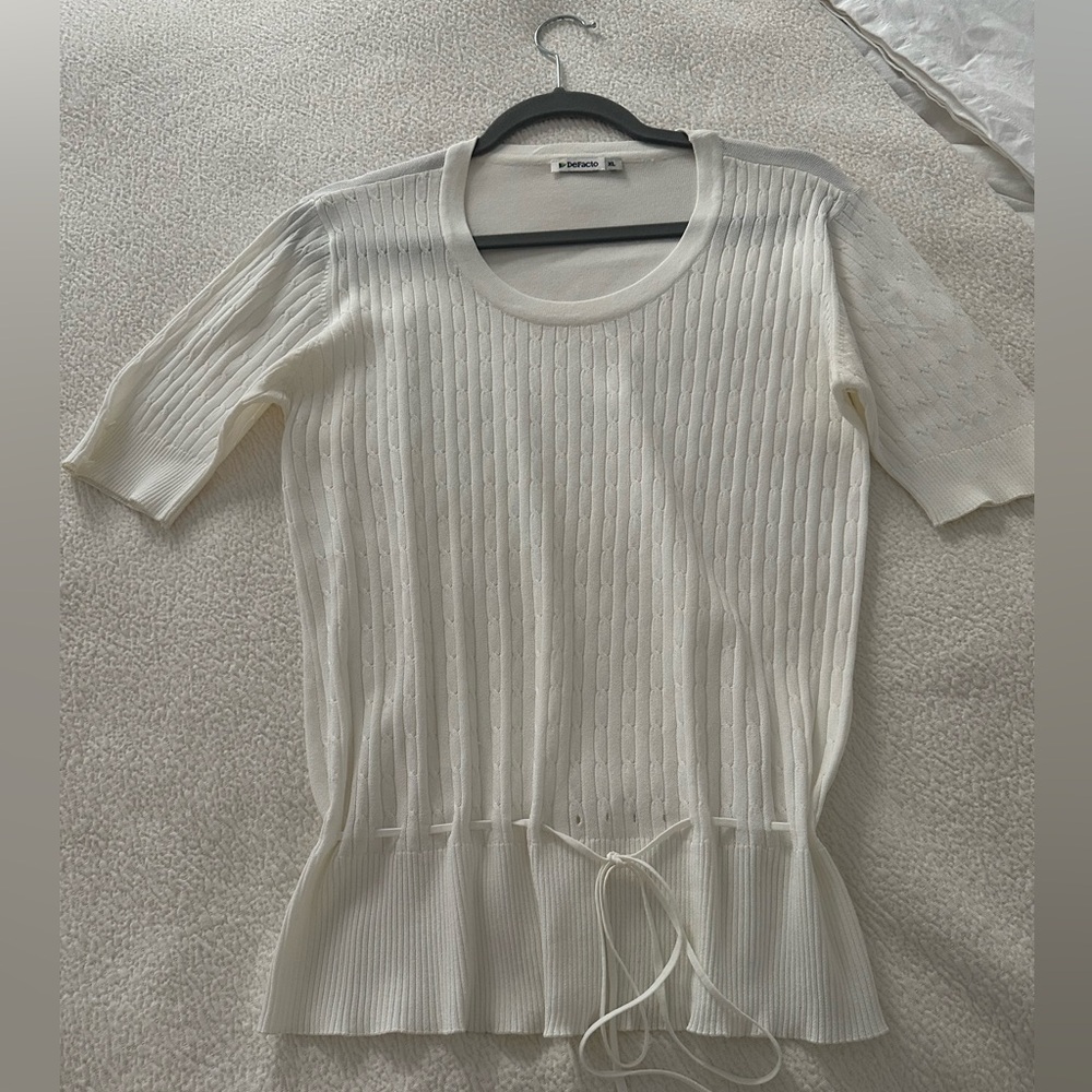 Defacto short sleeve Elegant White Knit Top size XL
